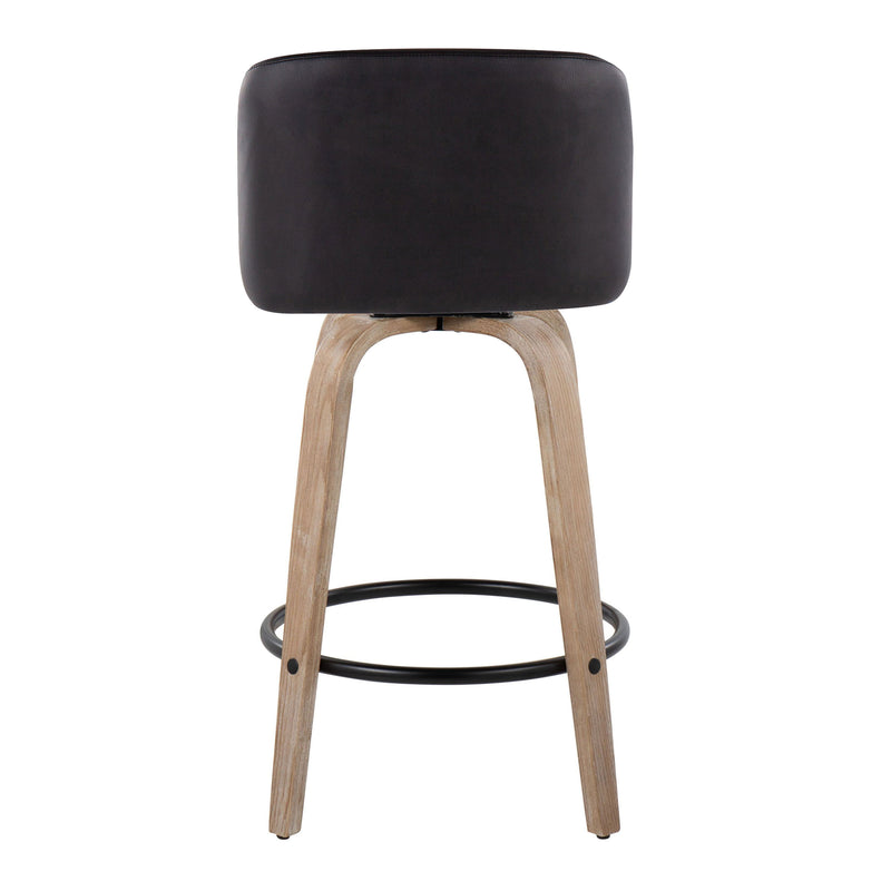 Toriano - Contemporary Fixed-Height Counter Stool & Swivel With Round Footrest (Set of 2)