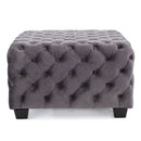 Modern Glam Ottoman With Velvet Upholstery And Button Tufted Design