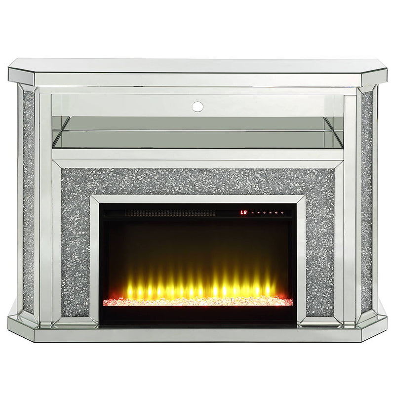 Noralie - 51" Fireplace With LED - Mirrored & Faux Diamonds