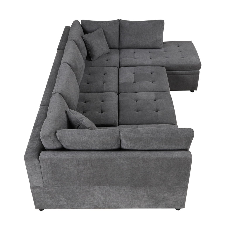 Oversized Sectional Sofa U-Shaped Sofa Couch Pull-Out Sofa Bed With Two Throw Pillows For Living Room