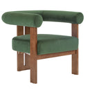 Modern Upholstered Round Arm Accent Chair With Velvet Upholstery