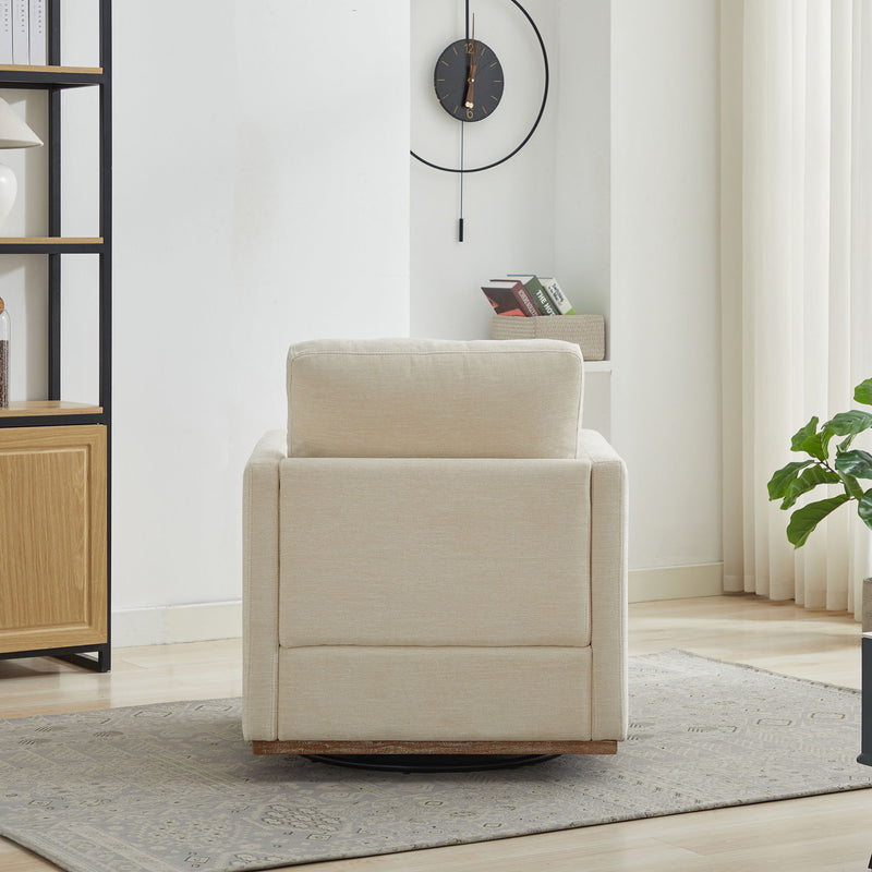 Modern Square Upholstered Swivel Accent Chair With Metal Base