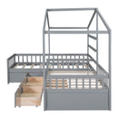 L Shape Platform Bed With 3 Storage Drawers