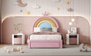 Upholstered Rainbow Design Bed, Velvet Princess Platform Bed With Storage Drawer
