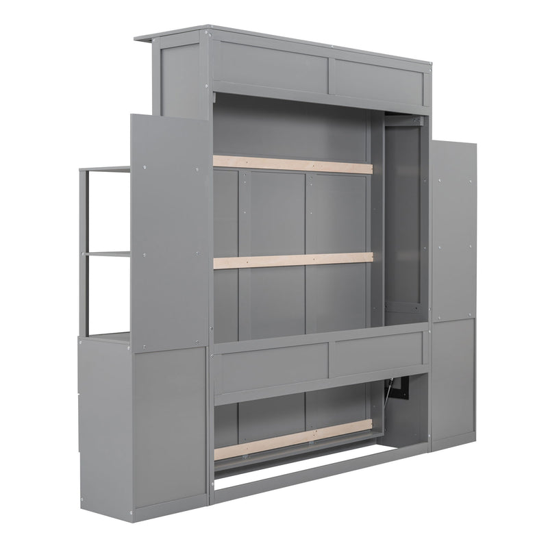 Murphy Wall Bed With Shelves, Drawers And LED Lights