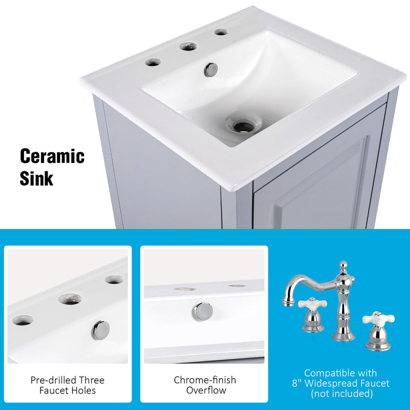 Modern Bathroom Vanity With Sink, Functional Drawer, Soft- Closing Door