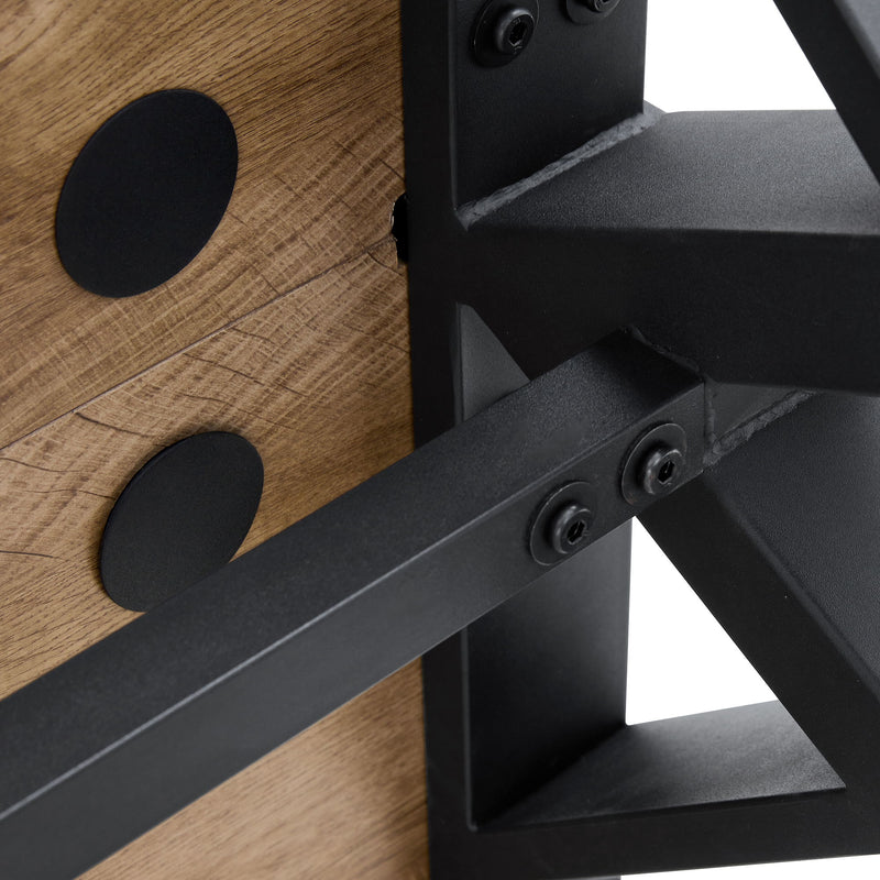 Wood Textured Dining Table With A Frame Legs.Density Board Sticker Pipe Spraying, Suitable For Various Occasions Such As Living Rooms - Black