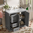 Bathroom Vanity With Sink, Soft Close Doors, Adjustable Shelf & 3 Drawers