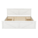 King Size Wooden Platform Bed with Four Storage Drawers and Support Legs, White