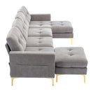 Modern L - Shape Convertible Sectional Sofa With Movable Ottoman