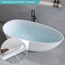Solid Surface Matte Tub, Freestanding Solid Surface Resin Stone Bathtub, Solid Surface Matte White Soaking Tub, Free Standing Tub With Overflow And Pop-Up Drain - Matte White
