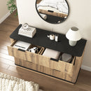 Modern 6 Drawer Cabinet With Metal Rounded Corners And Exquisite Handles Multi Functional Storage - Natural Wood