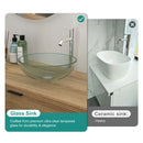 Artistic Tempered Glass Vessel Sink With Pop Up Drain