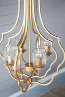 4 Light Metal Chandelier, Hanging Light Fixture With Adjustable Chain For Kitchen, Bulb Not Included - Gold