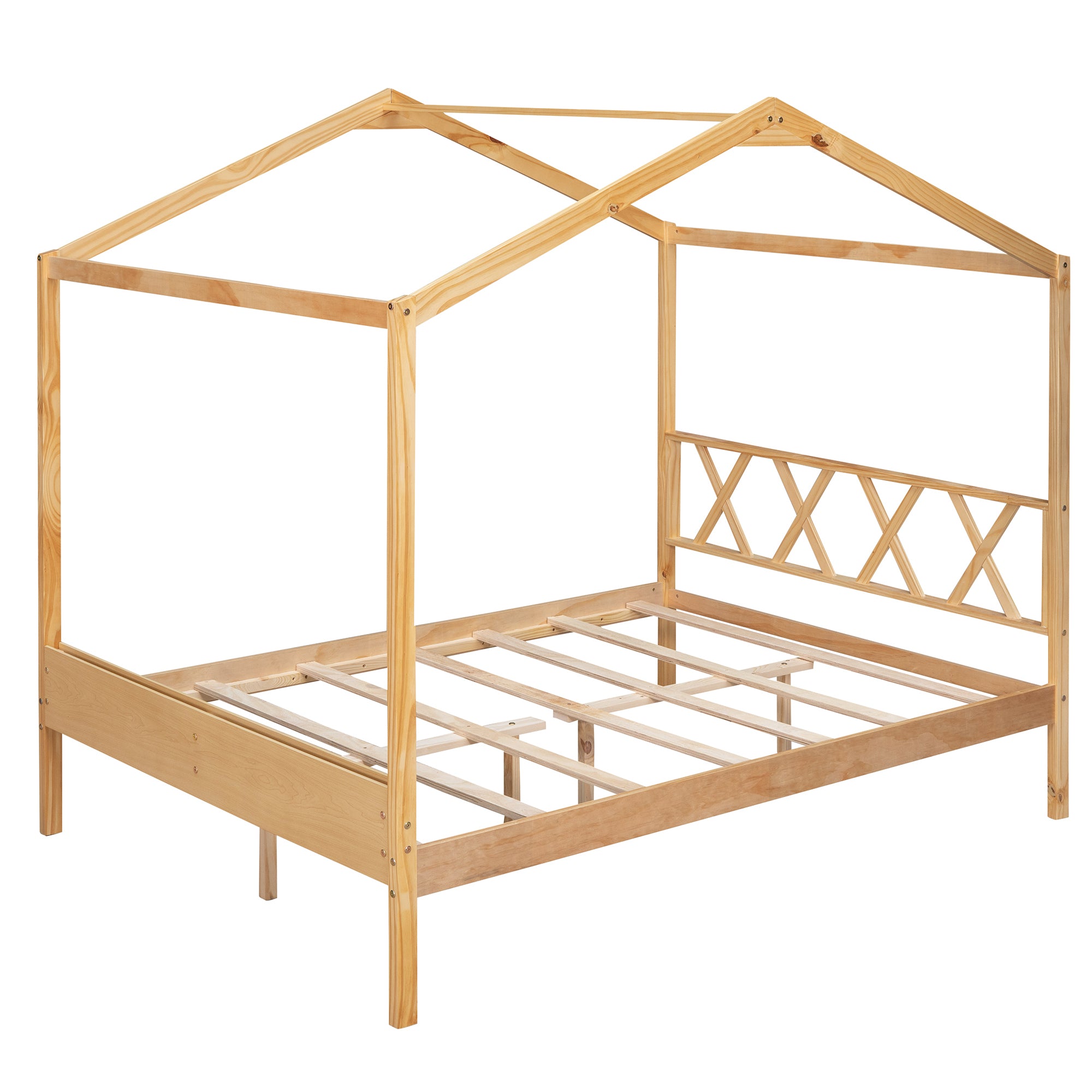Full Size Wood House Bed with Storage Space, Natural (OLD SKU :LP000002AAM) - Atlantic Fine Furniture Melbourne FL