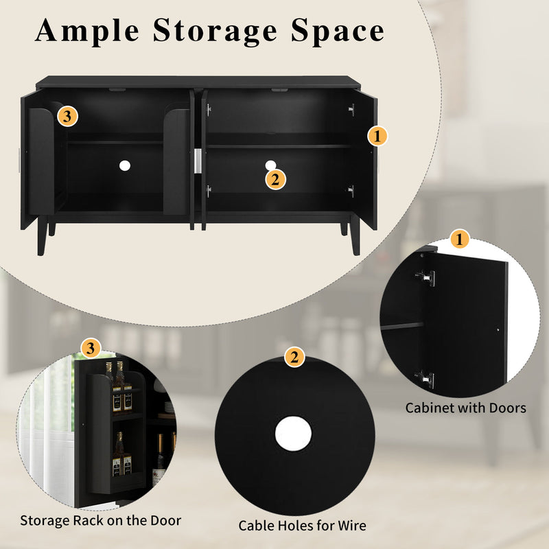 4 Door Sideboard Storage Cabinet With Door Shelf
