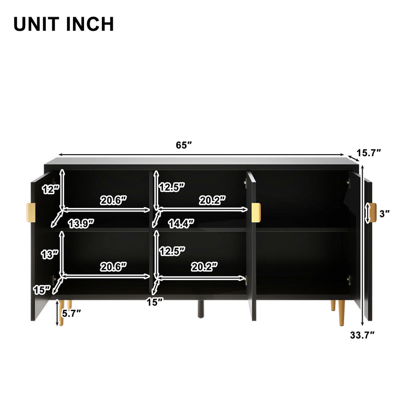Modern TV Stand With 3 Doors And Adjustable Shelves