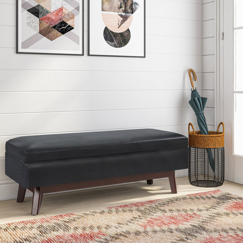 Owen - Rectangular Storage Ottoman - Midnight Black