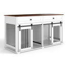 Large Dog Crate, Water Resistant Indoor Pets Furniture Double Dog Crates - Brown White