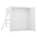 Full size Loft Bed with Desk, Shelves and Wardrobe-White