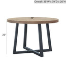 Round Dining Table With Wire Brushed Mindi Top And Mahogany Base - Wheat