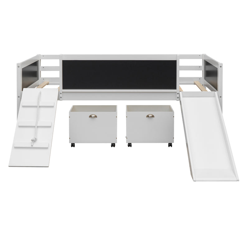 Twin size Loft Bed Wood Bed with Two Storage Boxes - White( old sku: LP000075AAK )