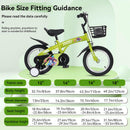 Fkznpj - 18" Sporty Kids Bike With Training Wheels And Stand Adjustable Saddle Suitable For Boys And Girls Aged 5 - 10 Years Tall Height 39 - 49" Available In A Variety Of Colors