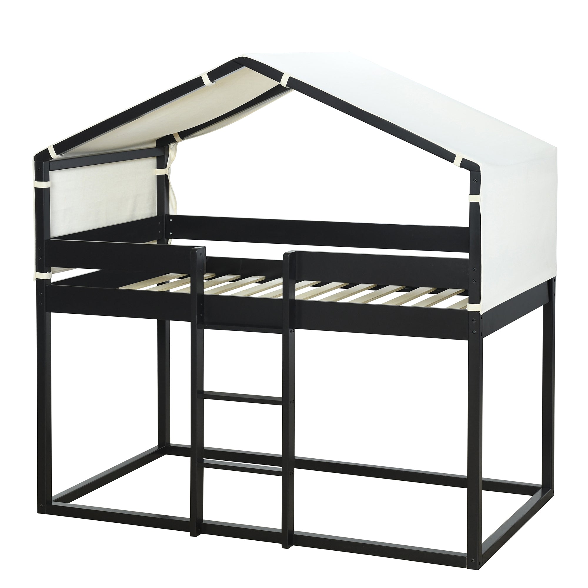 Twin Over Twin Bunk Bed Wood Bed with Tent, Espresso - Atlantic Fine Furniture Melbourne FL