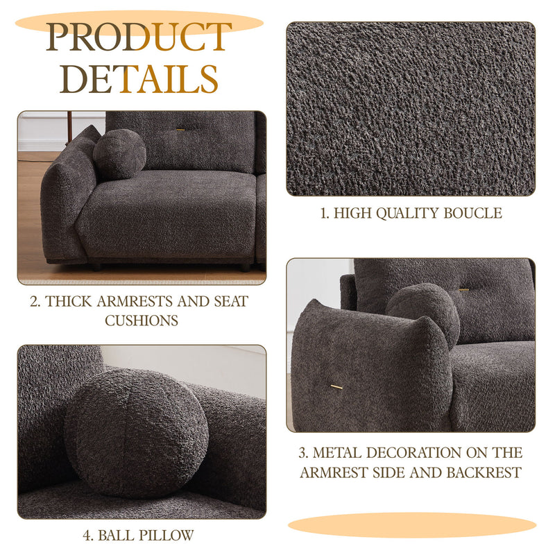 2 Seater Cushion Sofa With 2 Cushions And 2 Ball Pillows