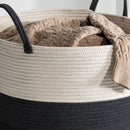 Cotton Round Laundry And Storage Basket With Sturdy Handles - Gray / White