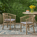 Outdoor Wooden Dining Chairs With Cushions (Set of 2)