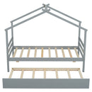 Twin Size  House-shaped Bed with Trundle,Grey
