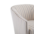Transitional Upholstered Stripe Barrel Chair With Birch Wood Legs And Plush Cushioned Seat - Beige / Blue Stripe