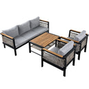 4 Pieces Outdoor Sectional Sofa Set 5 Person Patio Seating Group Outdoor Conversation Set With Cushions And A Coffee Table For Patios