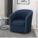 Modern Upholstered Swivel Club Chair With Nailhead Trim