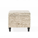 Parisian Upholstered Fabric Storage Ottoman - Beige / Reclaimed Natural