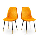 Velvet Tufted Accent Chairs With Golden Color Metal Legs, Modern Dining Chairs For Living Room (Set of 2) - Orange