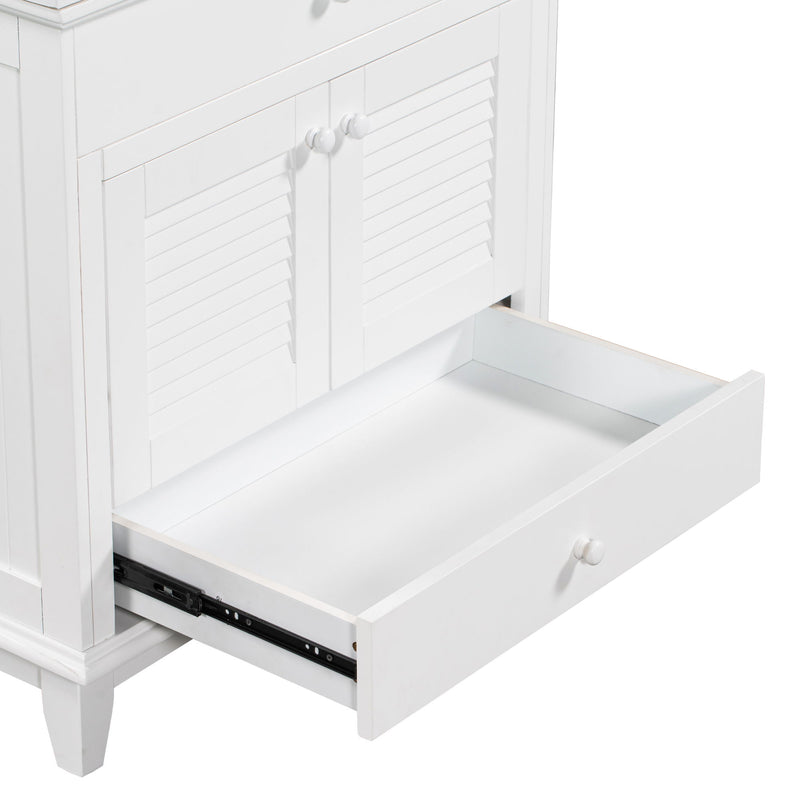 Bathroom Vanity Base Without Sink, Bathroom Cabinet With Two Doors And One Drawer - White