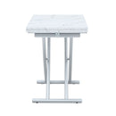 Modern Minimalist Multifunctional Lift Table With Metal Legs - White / Silver