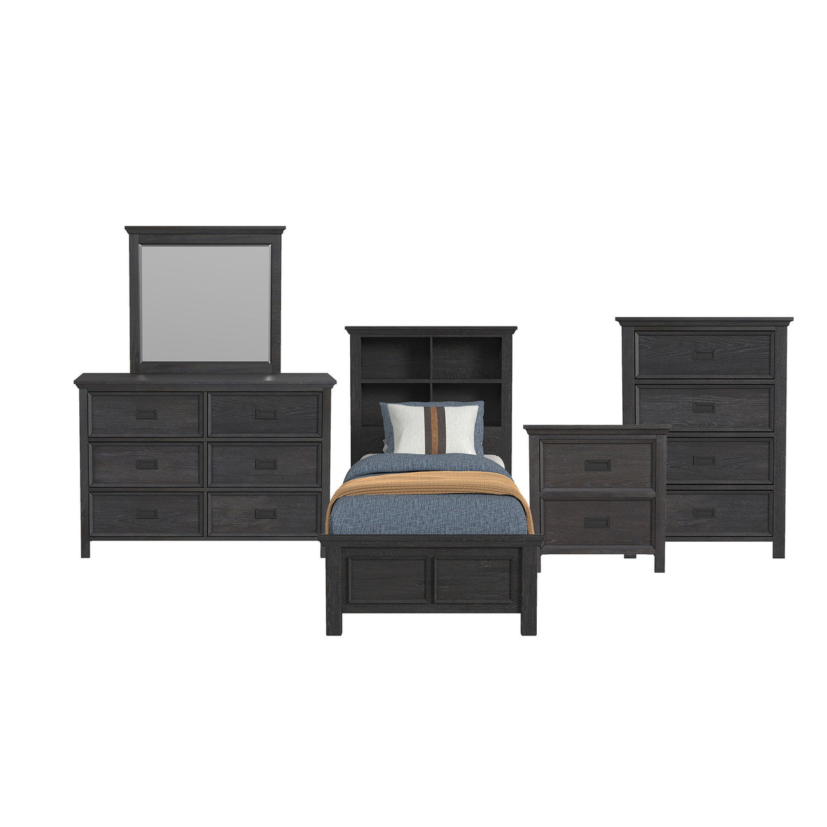 Hampton Kids Bookcase Bedroom Set in Black by Elements International, view 4