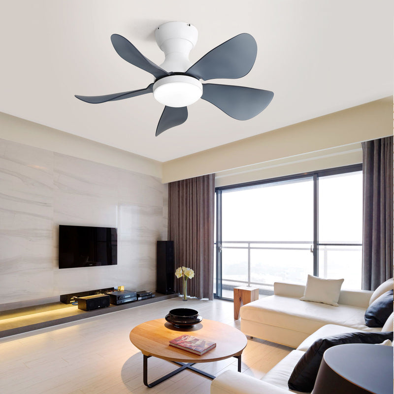 29" Low Profile Flush Mount Ceiling Fan With Light Reversible Motor Remote Control