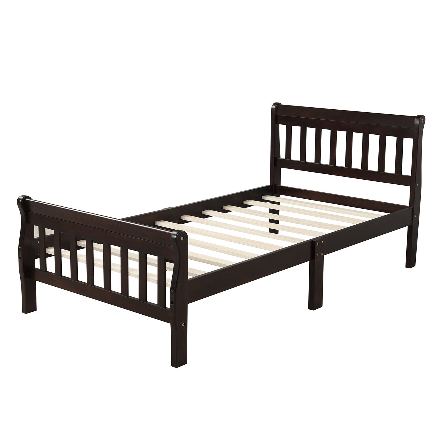 Wood Platform Bed Twin Bed Frame Panel Bed Mattress Foundation Sleigh Bed with Headboard/Footboard/Wood Slat Support - Atlantic Fine Furniture Melbourne FL