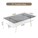 Rectangle Coffee Table, Tempered Glass Tabletop With Metal Legs