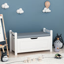 Kids Toy Box Chest Storage Cabinet With Cushion Seat Bench Flip Top Lid Safety Hinge - White