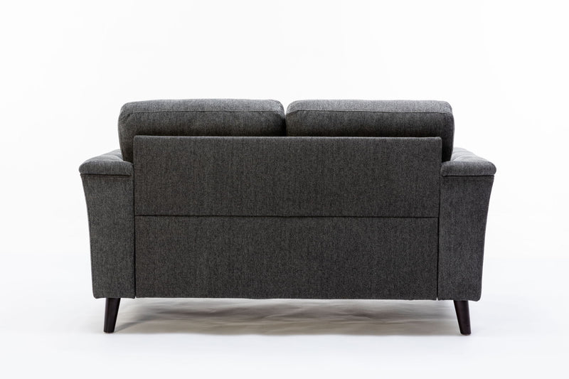 Stanton - Linen Loveseat With Tufted Arms - Dark Gray