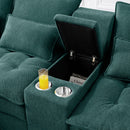 Contemporary U Shaped Sofa With Console And Cupholders