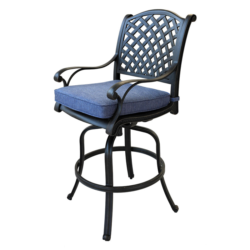 Patio Outdoor Aluminum Bar Stool With Cushion (Set of 2)