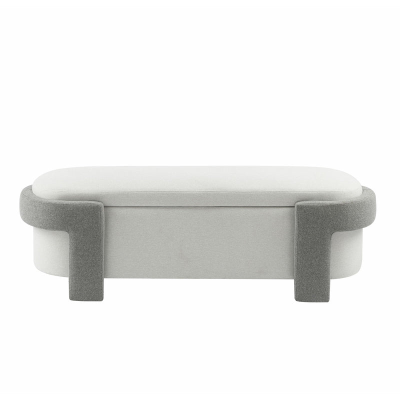 Large Versatile Storage Ottoman Bench: Spacious, Durable, Stylish - White / Light Gray