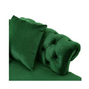 Lunarix - Velvet Fabric Chaise Lounge With Diamond Stitching And Turned Legs - Emerald
