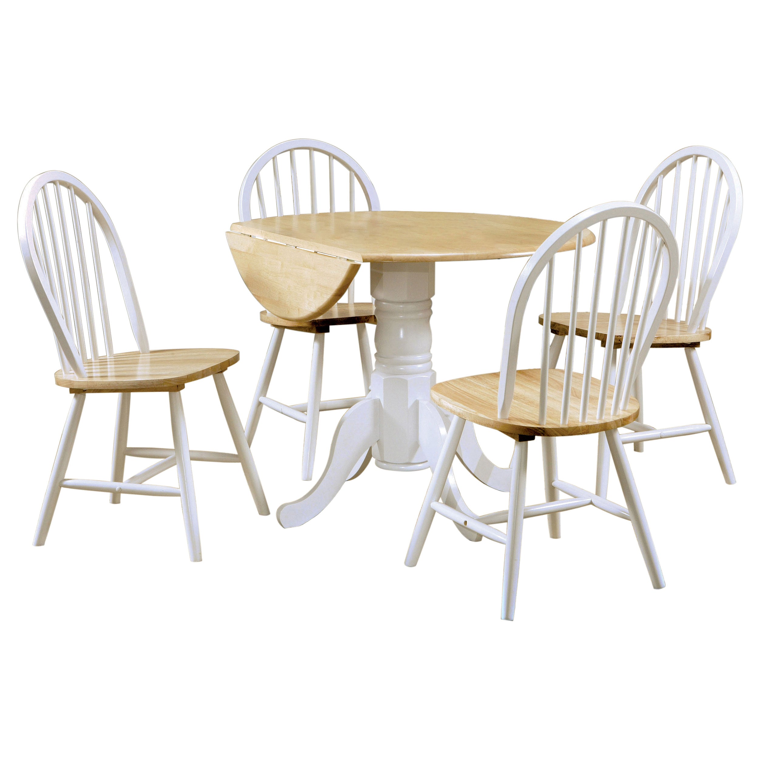 Allison 5-piece Round Drop Leaf Dining Table Set White — view 2